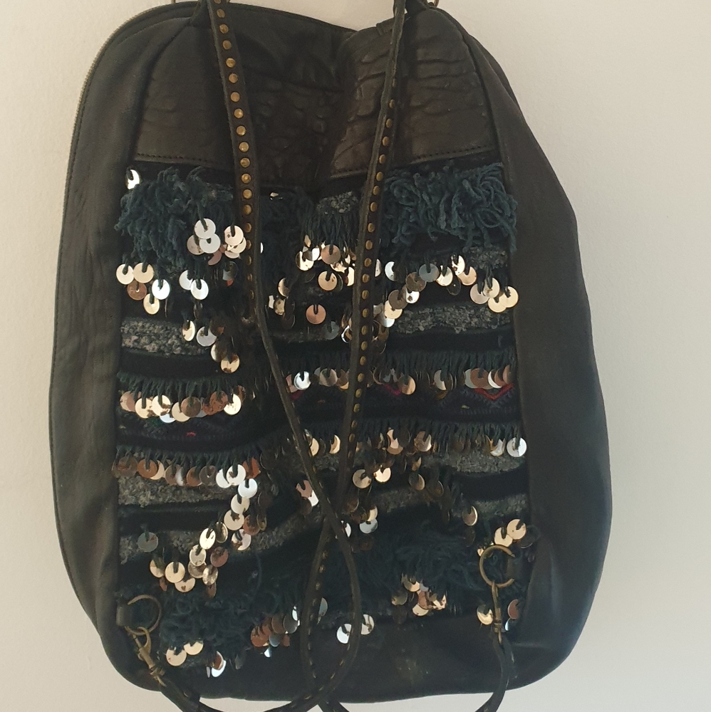 Navy blue lambskin handbag